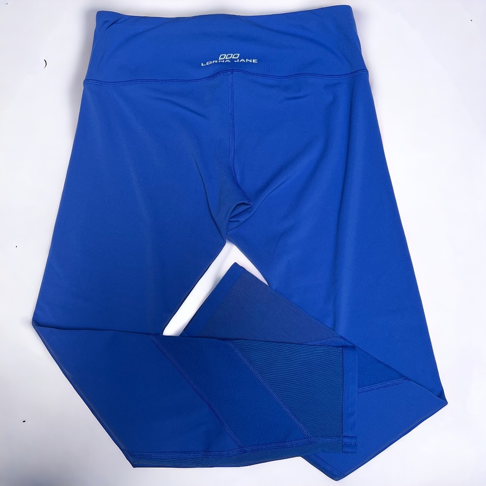 LORNA JANE Ankle Biter 3/4 Sculpting Mesh Leggings in Magnetic Blue Size Small